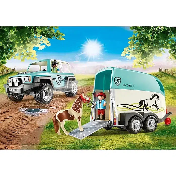 Car with Pony Trailer-Playmobil-The Red Balloon Toy Store