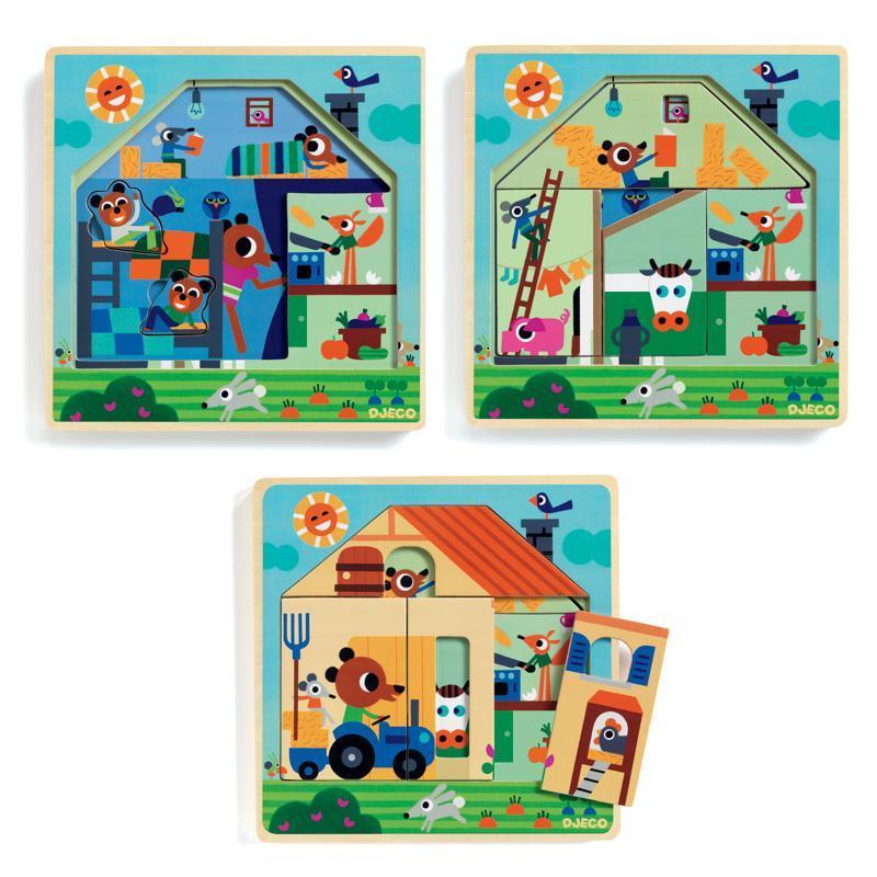 Chez Gaby - 3 Layer Puzzle-Djeco-The Red Balloon Toy Store