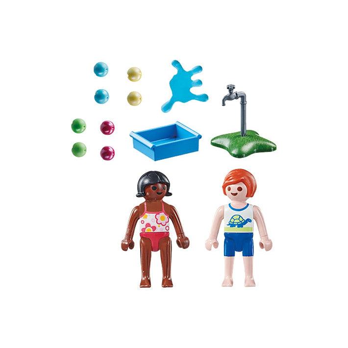 the two figures and all the accessories are shown on a white background