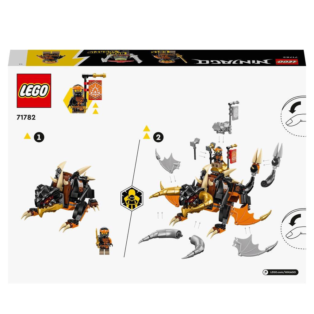 The back of the box shows the image of the dragon without upgrades on the left and the possible wings and such on the right.