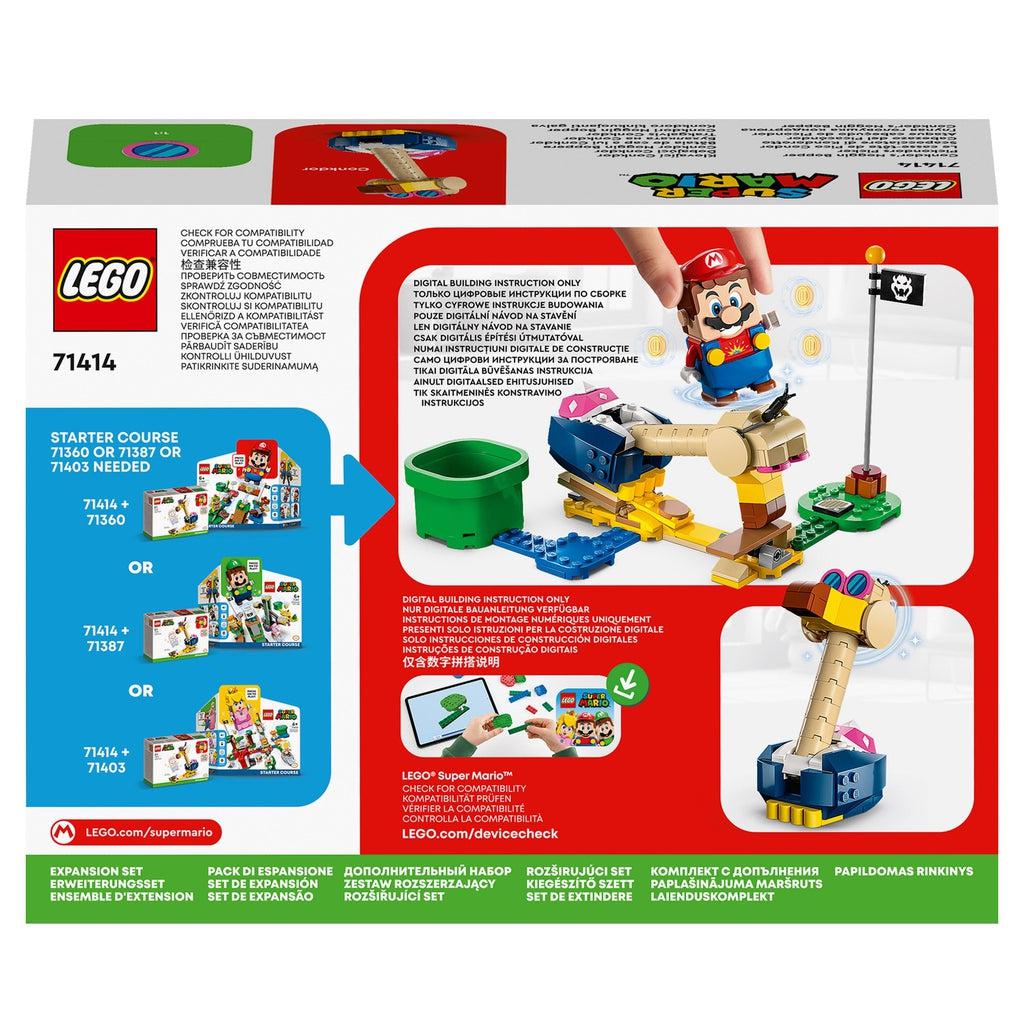 The back of the box shows the mario figure jumping on the conkdors head, there are other images and text explaining the features that are in the product description.