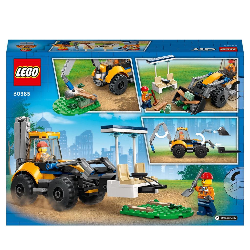 back of the box shows the full lego set in the center and a handful of the previous images along the top and right side of the back