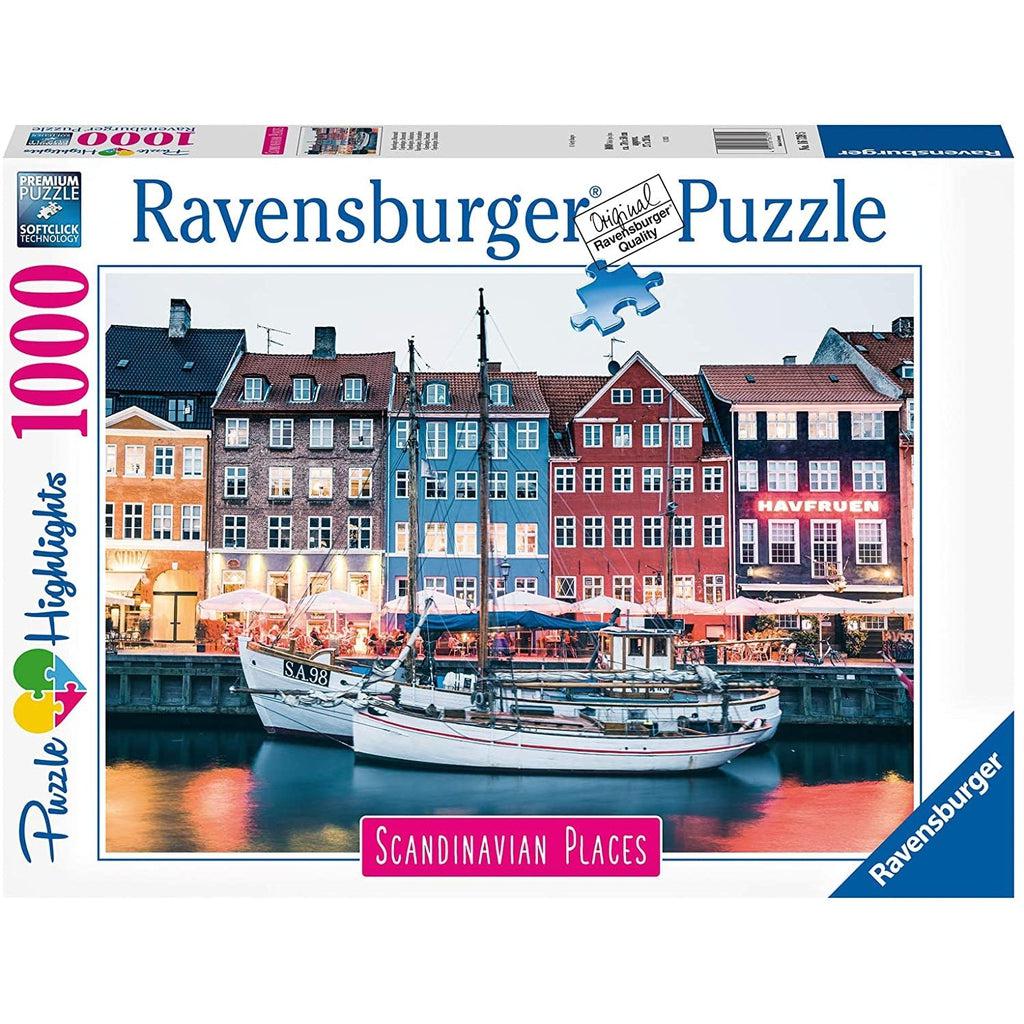 Puzzle box | Scandinavia Places | Image of waterfront buildings in Copenhagen, Denmark | 1000pcs