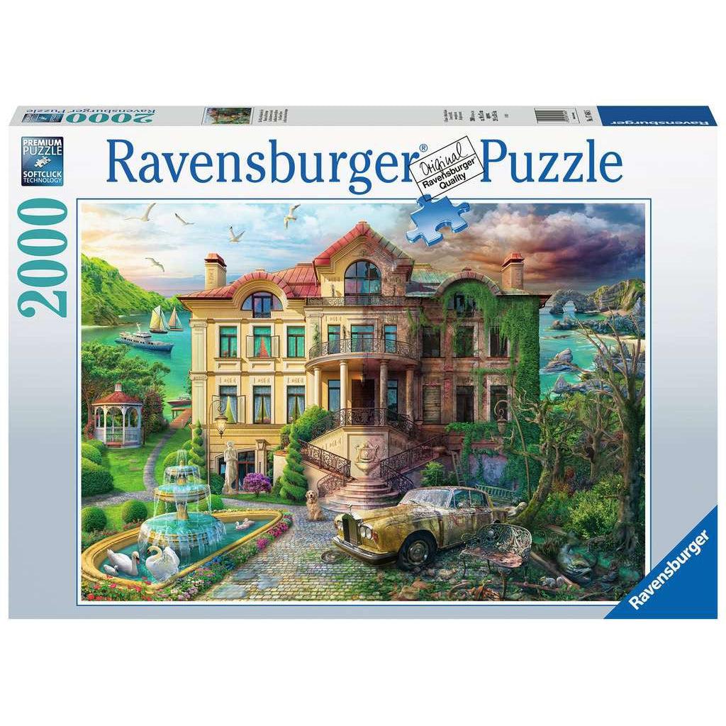 Image shows front of puzzle box. It has information such as brand name, Ravensburger, and piece count (2000pc). In the center is a picture of the finished puzzle. Puzzle described on next image.