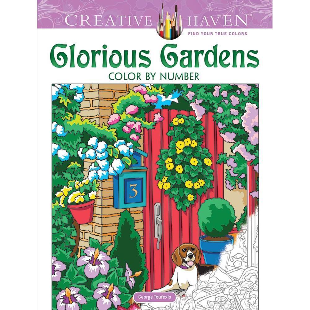 Creative Haven Glorious Gardens Color by Number Coloring Book-Dover Publications-The Red Balloon Toy Store