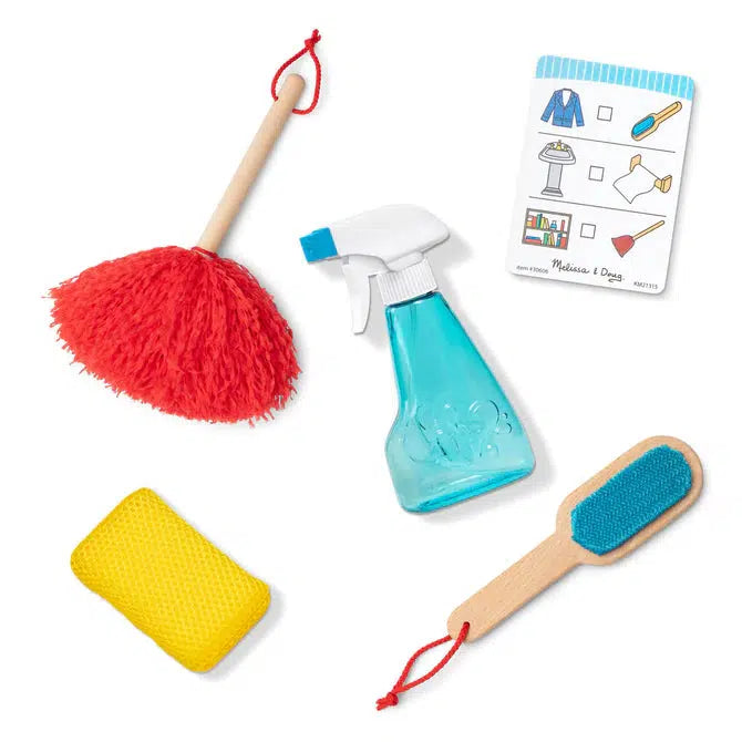 Up close image of some of the smaller included set items. It also comes with a cleaning checklist and a brush. 