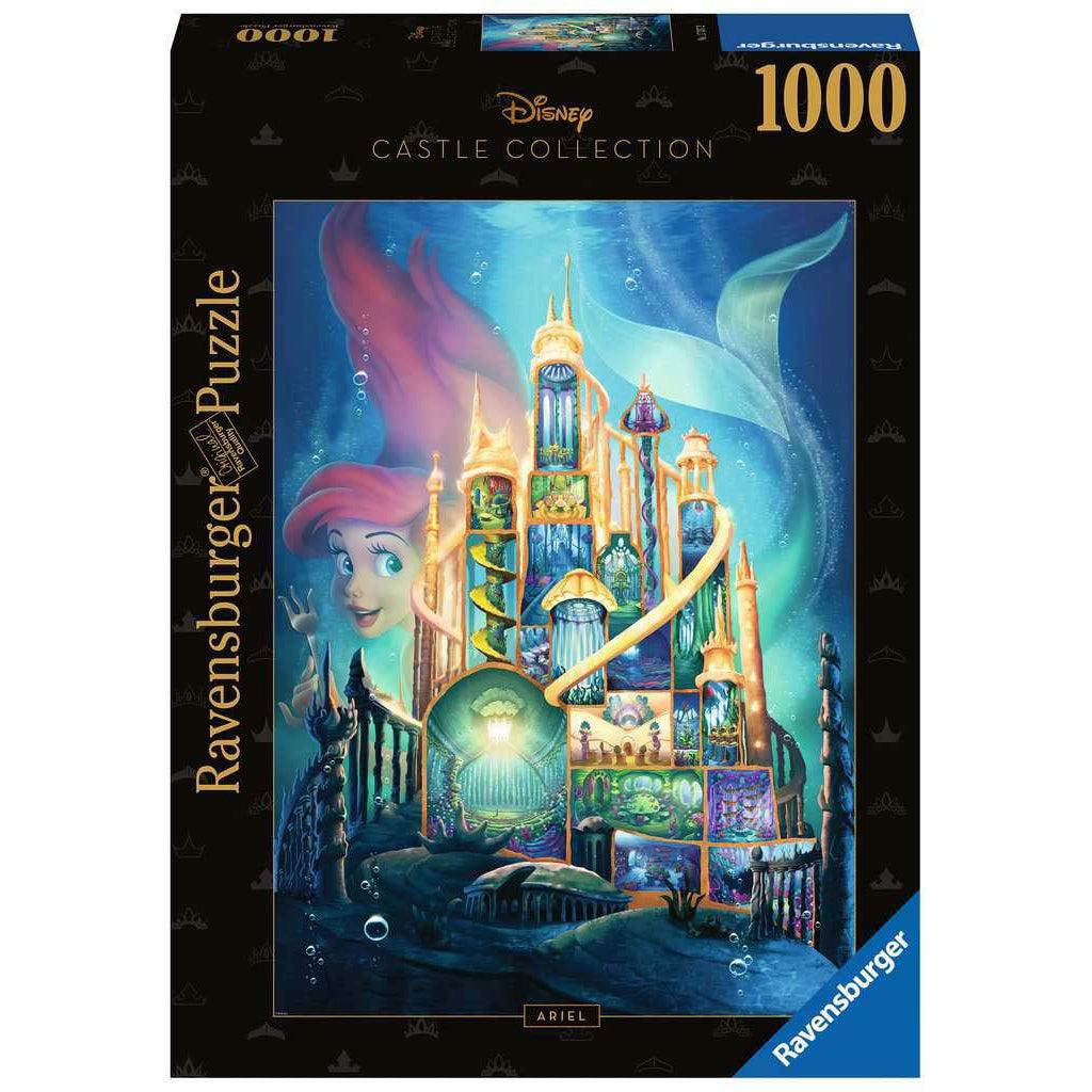 Puzzle box | Castle Collection | Image of the castle from Disney's Little Mermaid cross sectioned with a large version of Ariel behind it. | 1000pcs