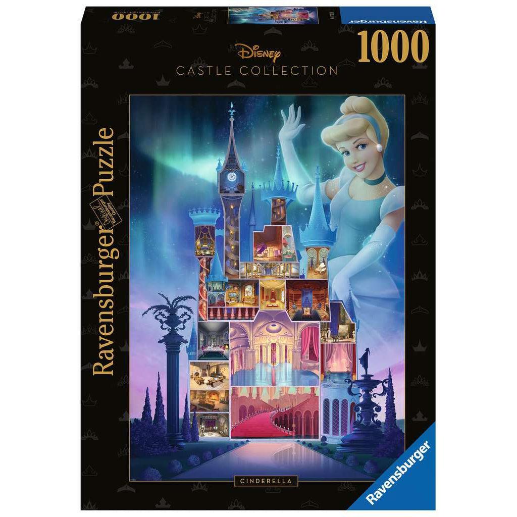 Puzzle box | Castle Collection | Image is an illustration of the castle from Disney's Cinderella cross sectioned with a large version of Cinderella next to it. | 1000pcs