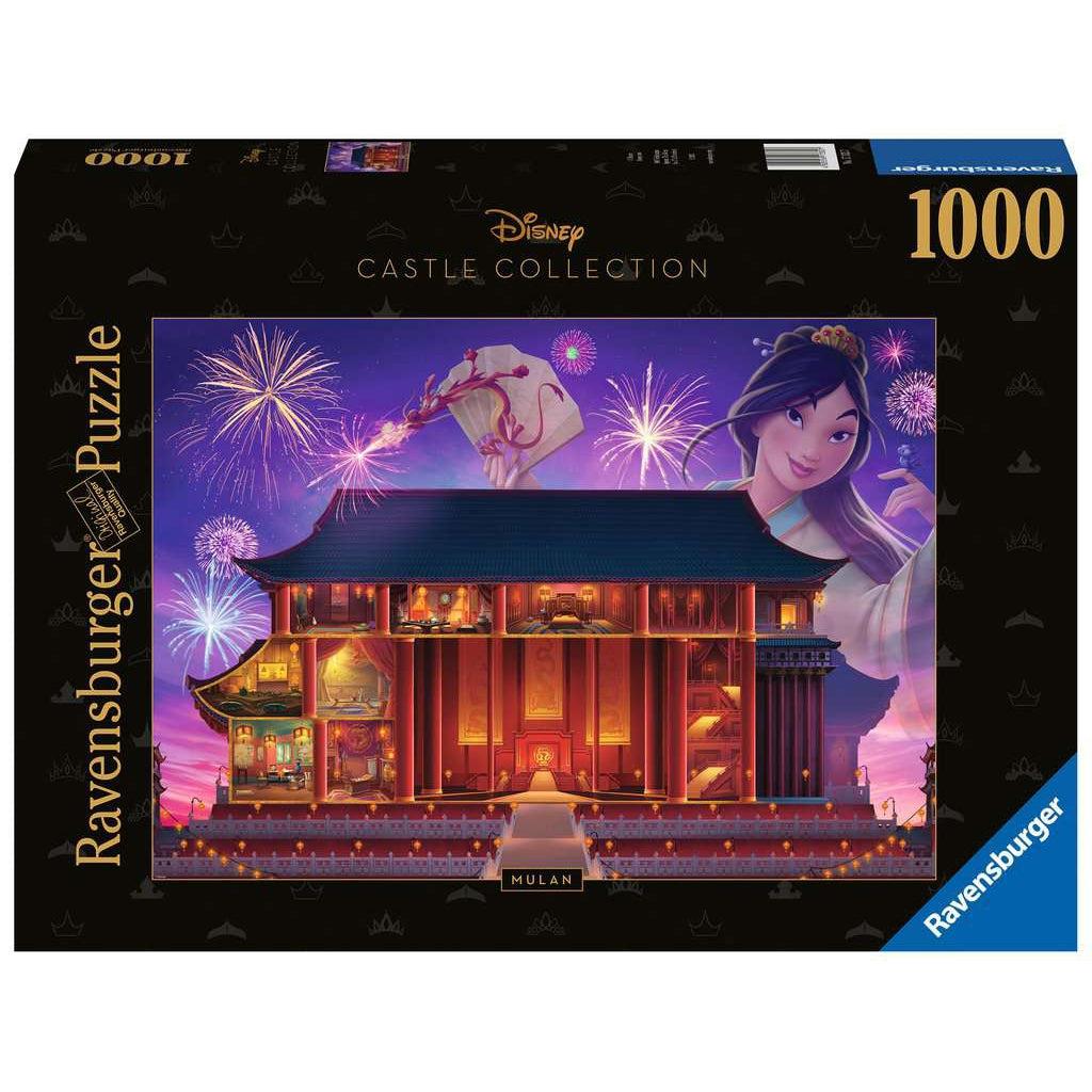 Puzzle box | Castle Collection | Image is an illustration of the castle from Disney's Mulan cross sectioned with a large version of Mulan | 1000pcs