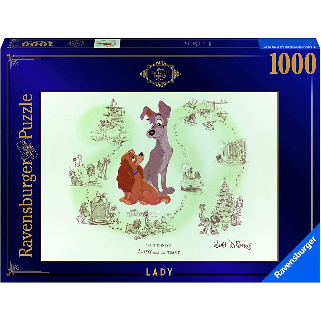 Ravensburger puzzle box | Disney's Treasures from the Vault | Image of Disney's Lady and the Tramp | 1000pcs