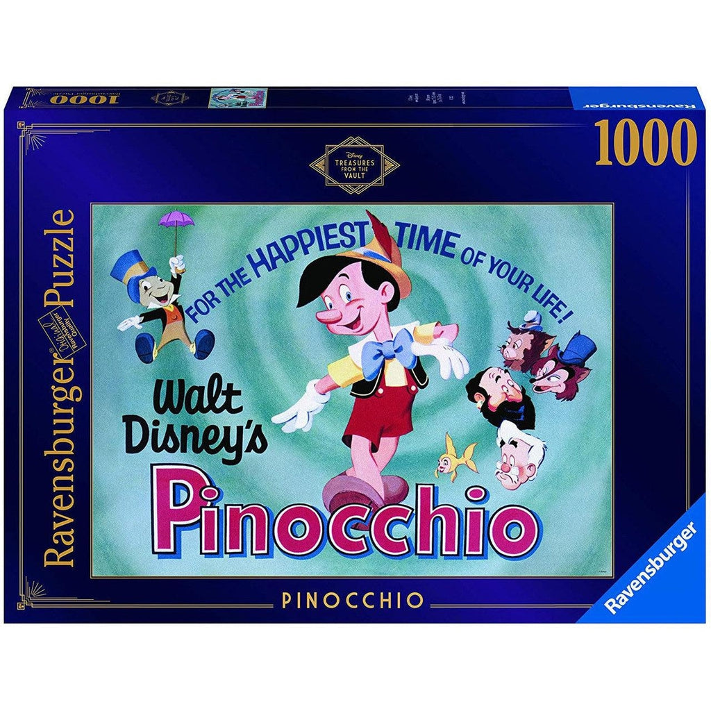 Ravensburger puzzle box | Disney's Treasures from the Vault | Image of Disney's Pinocchio and other main characters | 1000 pcs