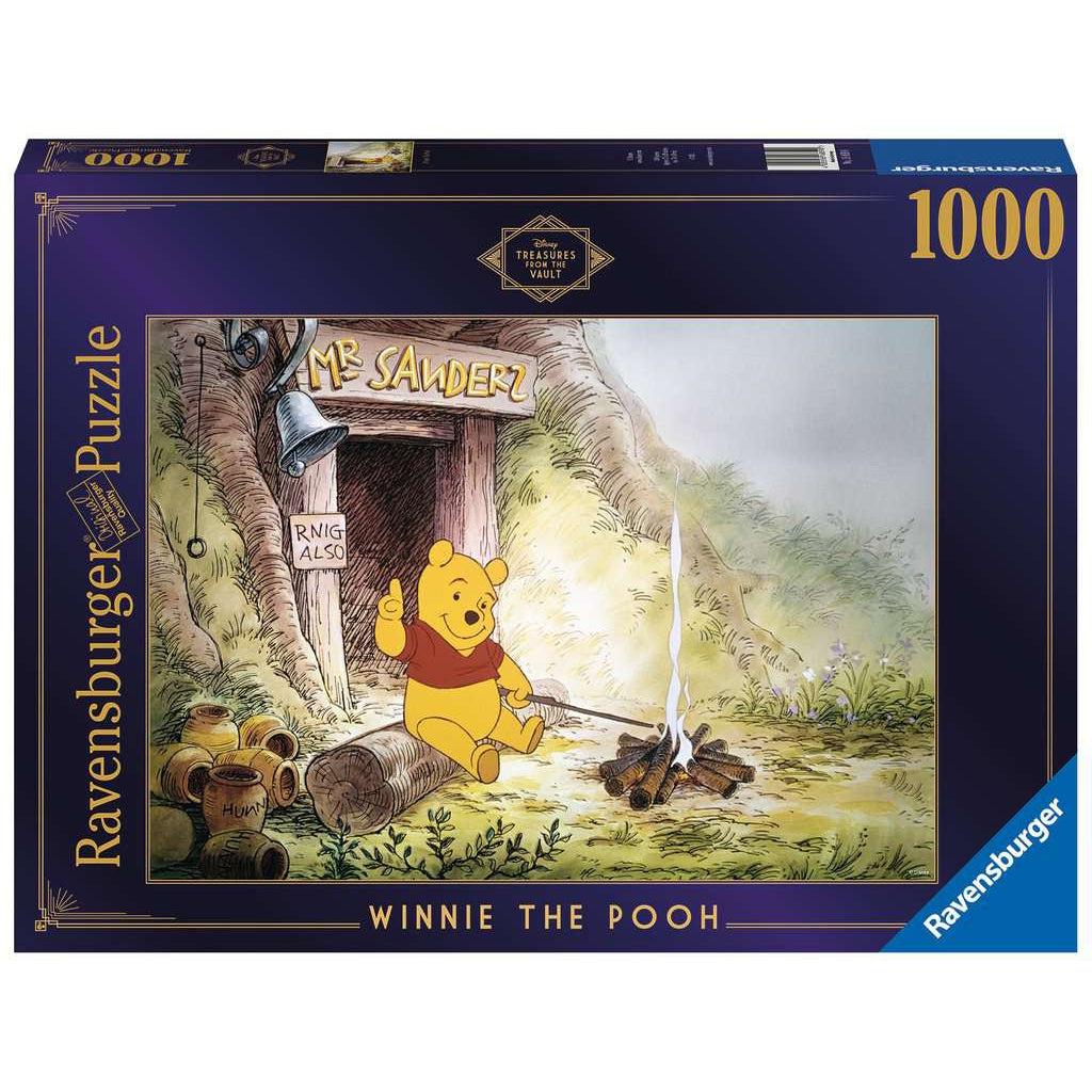 Puzzle box | Image of Winnie the Pooh sitting by a log fire | 1000pcs