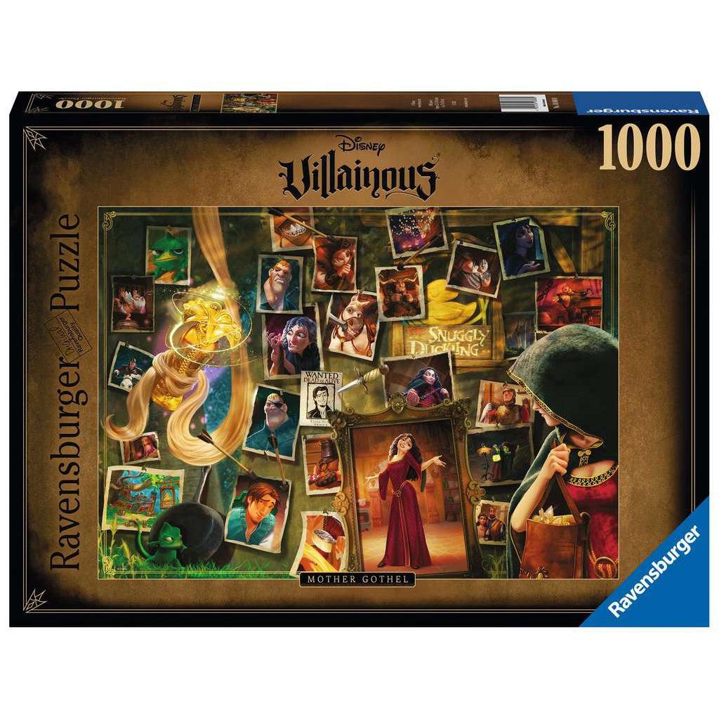 Puzzle box | Image has cloaked Mother Gothel looking at a wall of photos from Disney's, Tangled | 1000pc