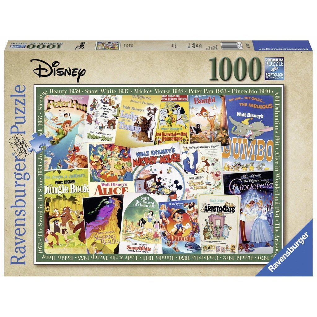 ディズニームービーポスターズ Disney Vintage Movie Posters, 1000 Piece Puzzle - Ravensburger