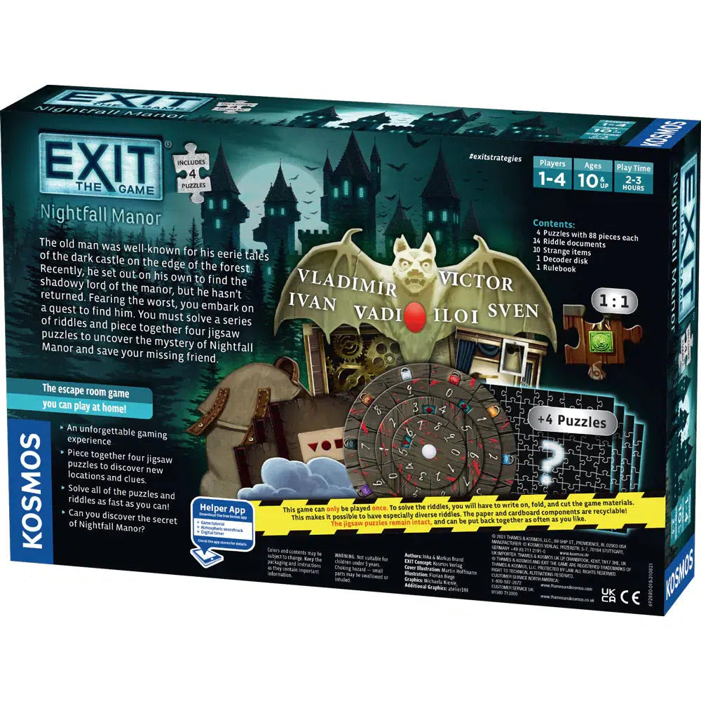 EXIT: Nightfall Manor-Kosmos Games-The Red Balloon Toy Store