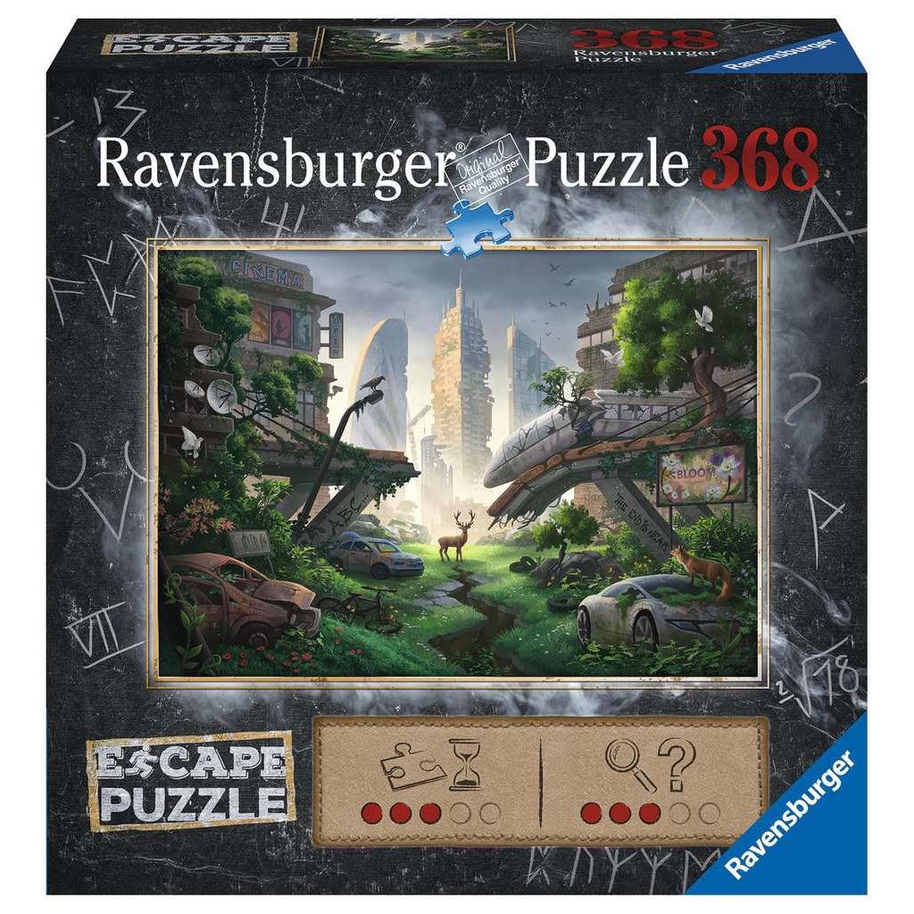 Puzzle box | Escape Puzzle | Time Rating 3/5 Difficulty Rating 3/5 | Image of a city with destroyed buildings and vehicles. Everything has been overgrown with plants and wild animals wander freely. | 368pcs