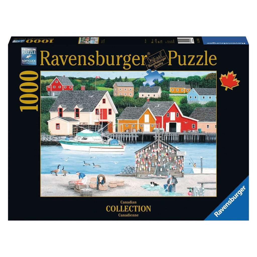 Puzzle box | Canadian Collection | Image is art of a fishing town and water | 1000pcs