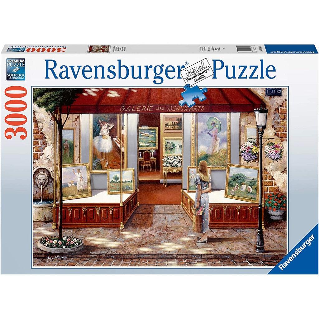 Image shows the front of the puzzle box. It gives information such as the brand name, Ravensburger, and the piece count (3000). In the center of the box it shows a picture of the finished puzzle. Puzzle described on next image.