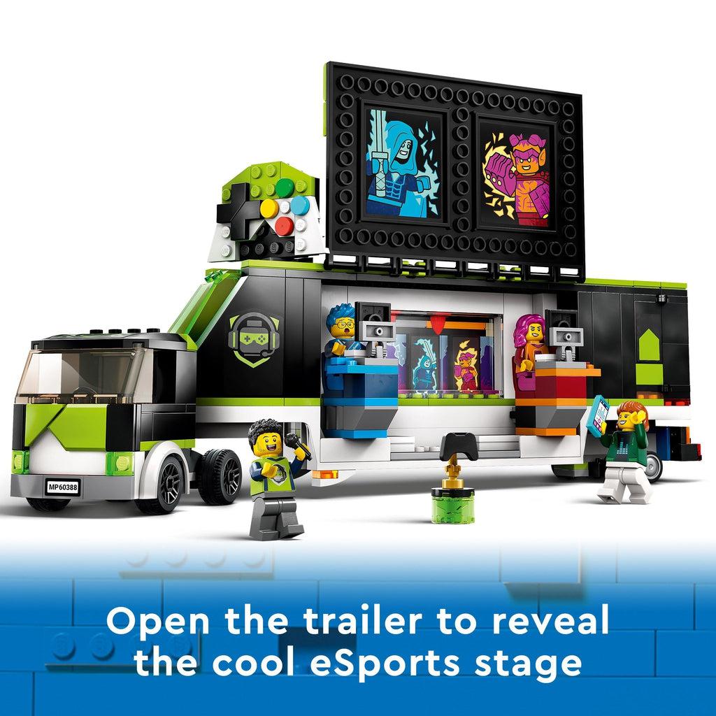 Image shows the same as the first image but without the box behind it | image reads: Open the trailer to reveal the cool eSports stage