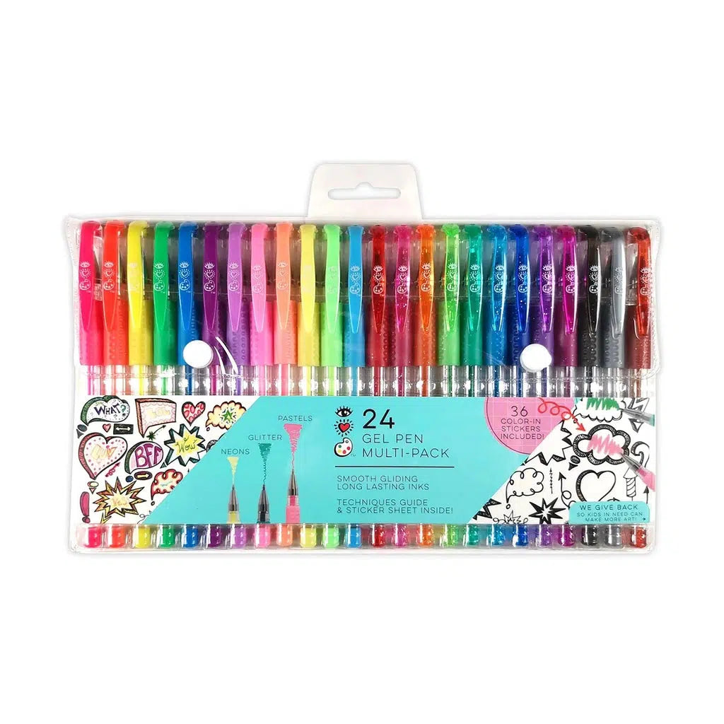 there are 24 colorful gel pens in this pack, some neaon ,some pastel and others full of glitter!