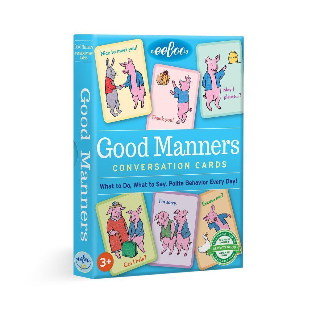 The good manners conversation cards show animals saying polite things like please and thank you for a child to practice