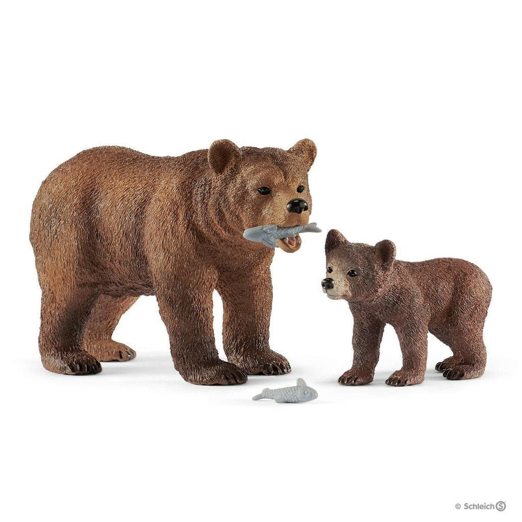 Grizzly Bear Mother with Cub-Schleich-The Red Balloon Toy Store