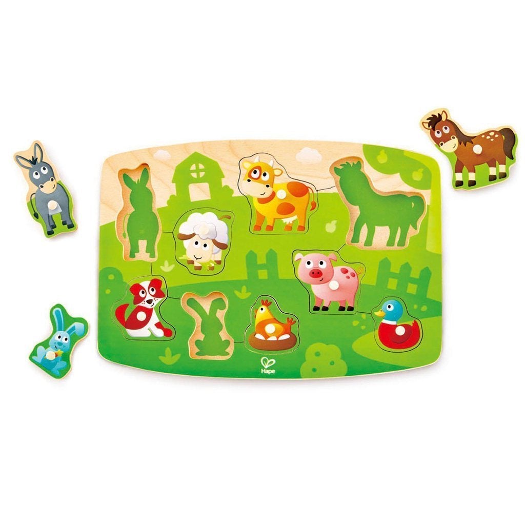 Hape Toys Farmyard Peg Puzzle-Hape-The Red Balloon Toy Store