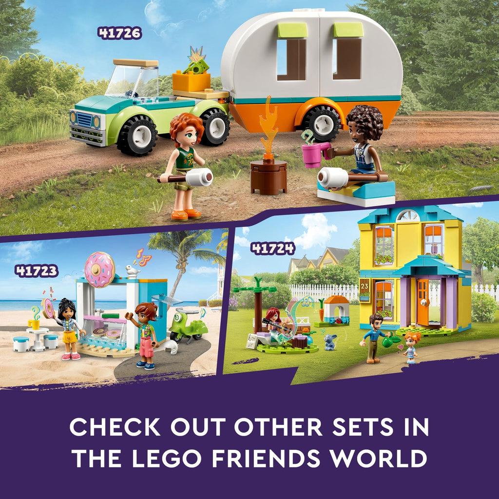 this and two other lego friend sets are shown (sets: 41723 and 41724; not included) | image reads: Check out other sets in the lego friends world.