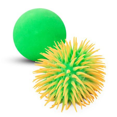 another variant of the ball, this one is green and when flipped inside out becomes a green ball with yellow tipped tentacle spikes covering it.