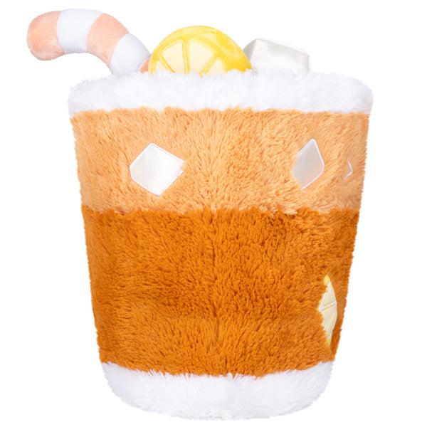 Back view of the plush. Shows that the straw, some ice cubes and a lemon stick out of the top of the plush.