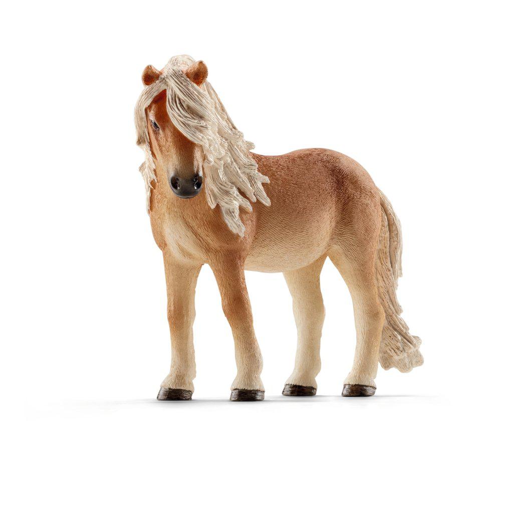 Image of the Icelandic Pony Mare figurine. It is a tan horse with a lighter underbelly. Its mane and tail are a light blonde.