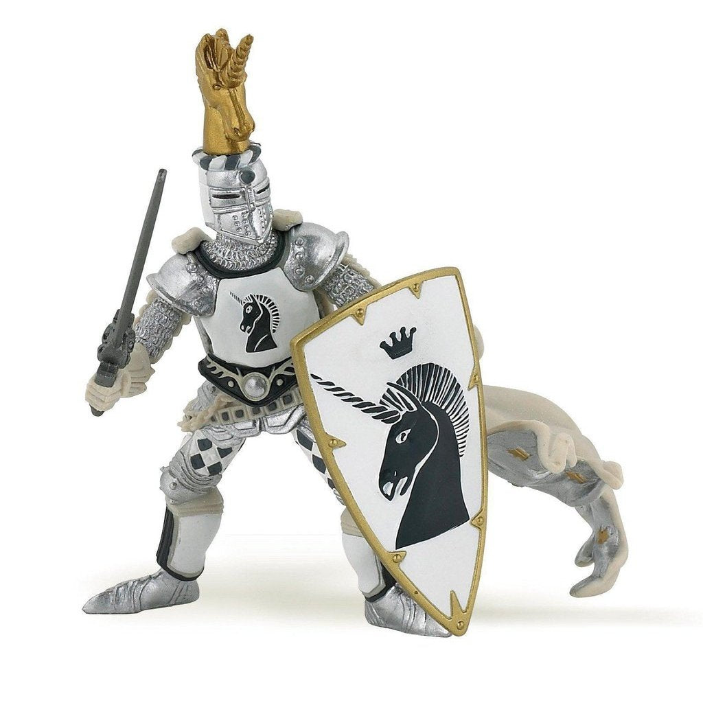 Knight Unicorn Silver-Papo-The Red Balloon Toy Store