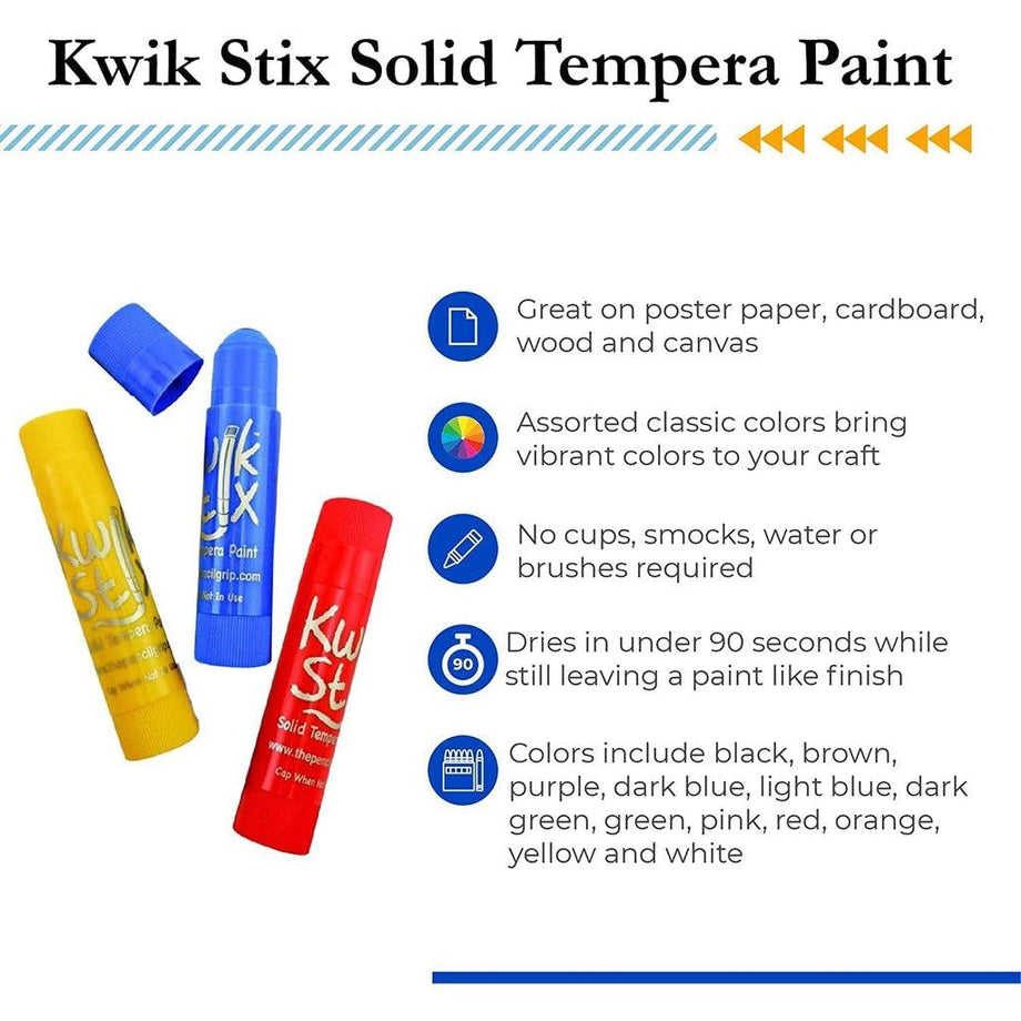 Jumbo Kwik Stix, Solid Tempura Paint - set of 6 Neon Colors