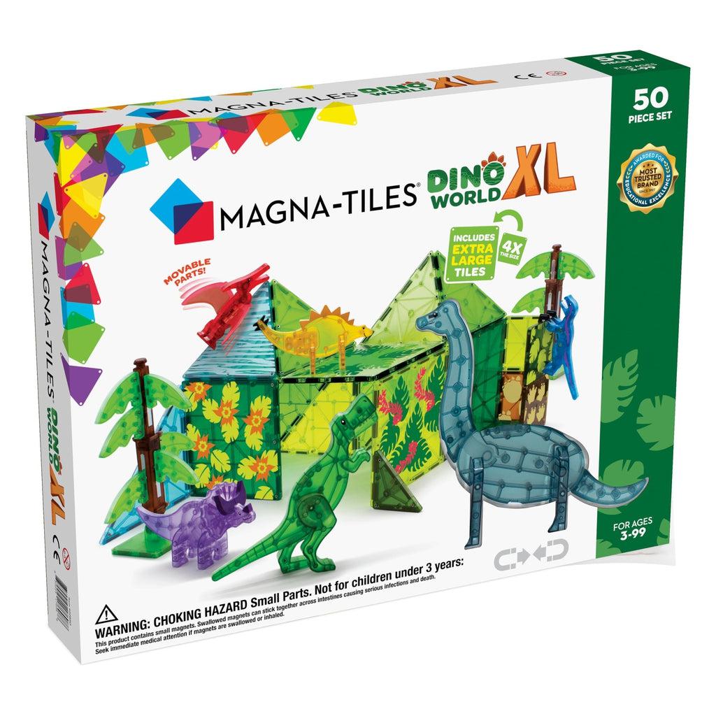 this image shows maga tiles dinosaurs in a magna tile forest!