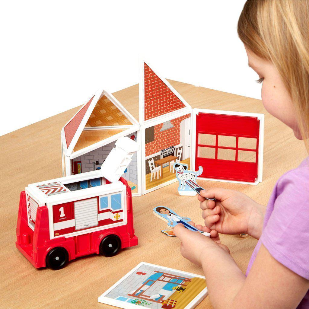 Magnetivity Magnetic Building Play Set - Fire Station-Melissa & Doug-The Red Balloon Toy Store