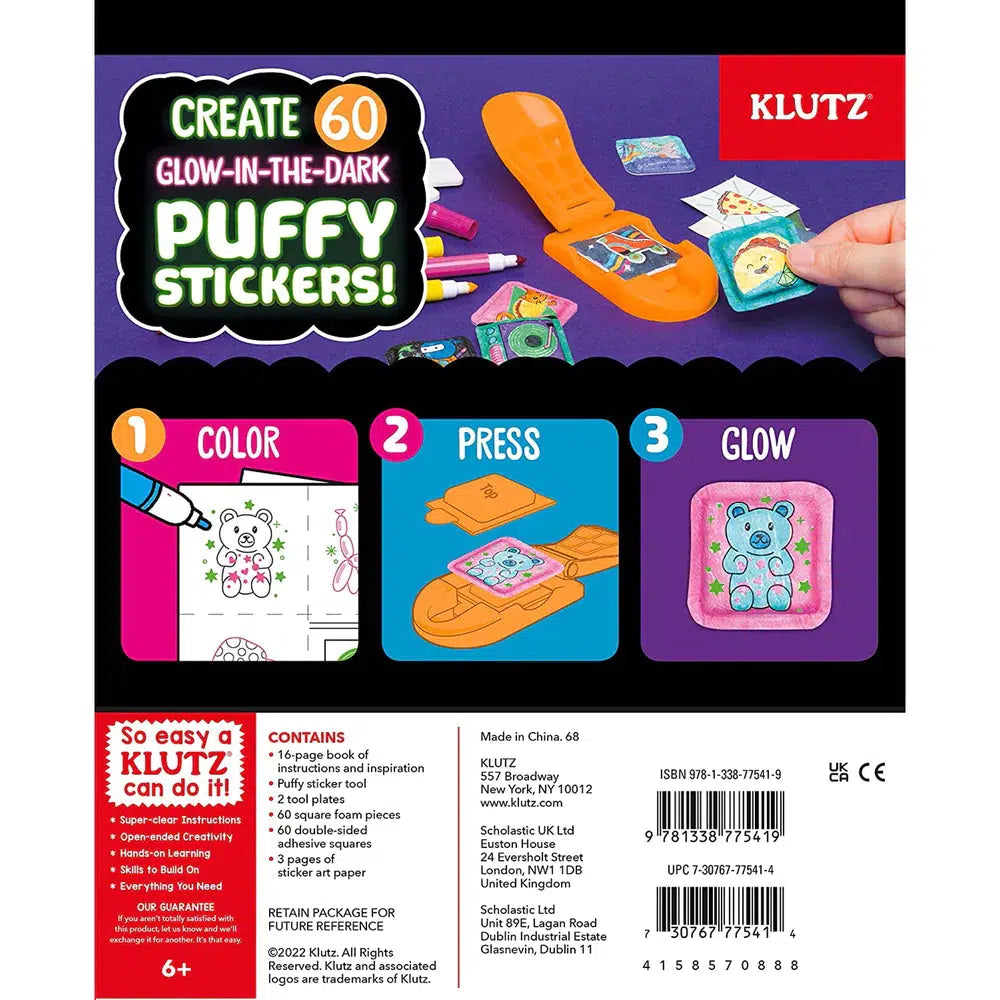 Make Your Own Glow-in-the-Dark Puffy Stickers-KLUTZ-The Red Balloon Toy Store