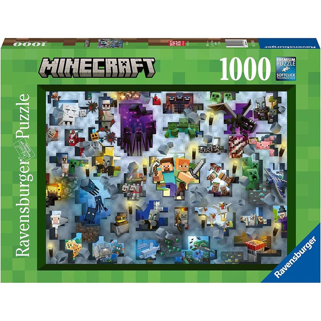 Puzzle box | Image of Minecraft's Alex and Steve in a wall showing a bunch of Minecraft mobs | 1000pcs