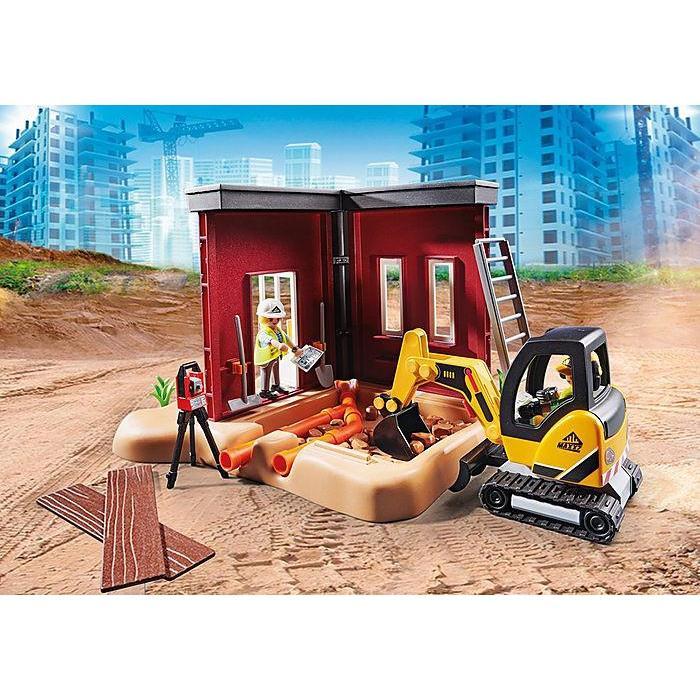 Mini Excavator with Building Section-Playmobil-The Red Balloon Toy Store