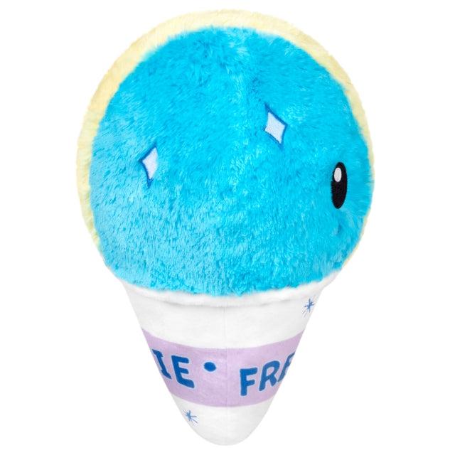 Side view of the plush. Shows that it has embroidered sparkles on the snow cone part of the plush. 