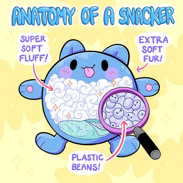 Image showing that snackers have plastic beans in the bottom of the plushes.