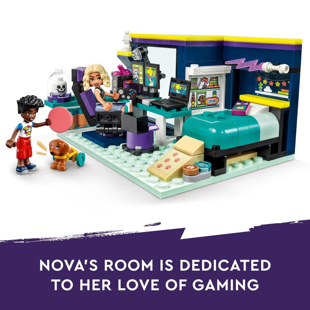 Image from the front of the box is shown again | Image reads: Nova's room is dedicated to her love of gaming.