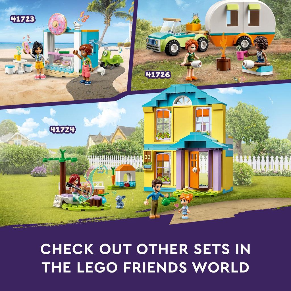this and two other Lego friends sets are shown (sets: 41723 and 41726; Not included) | Image reads: Check out other sets in the lego friends world.