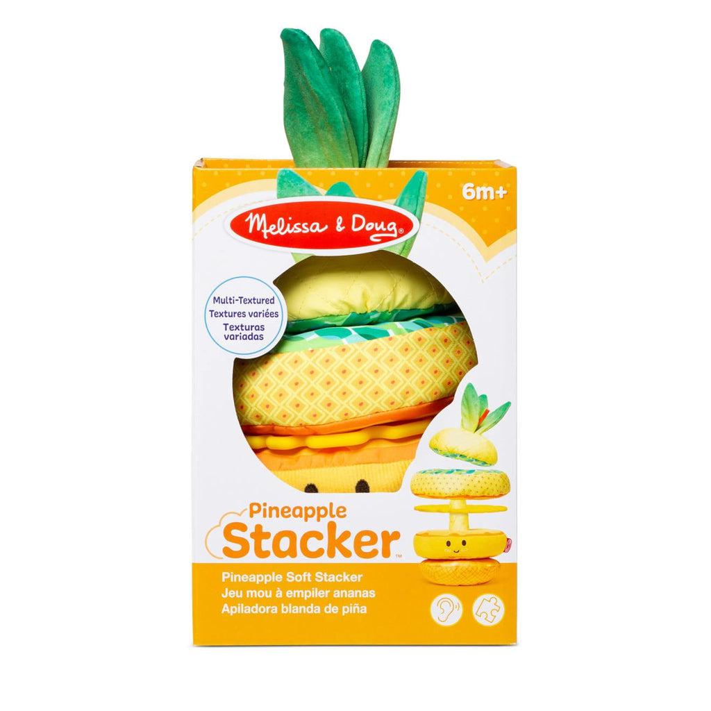 Pineapple soft stacker in package | Soft pineapple toy with smiling face