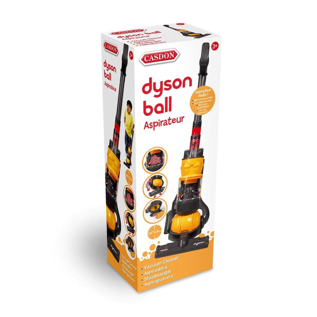 Image of the packaging for the Play Dyson Ball vacuum cleaner. The front of the box has a detailed picture of the vacuum cleaner.