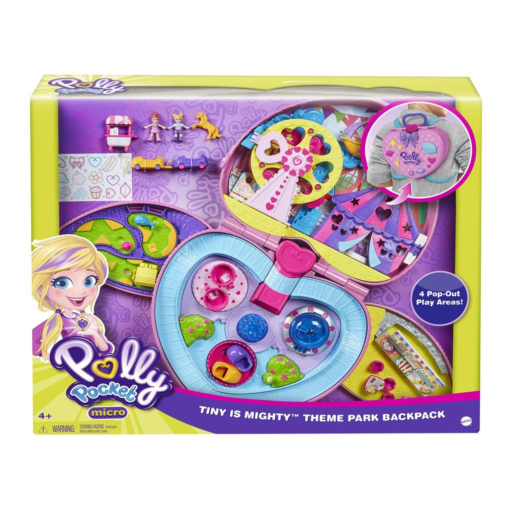 Polly Pocket Theme Park Backpack in Packaging | Packaging is cardboard with image of fully open backpack.