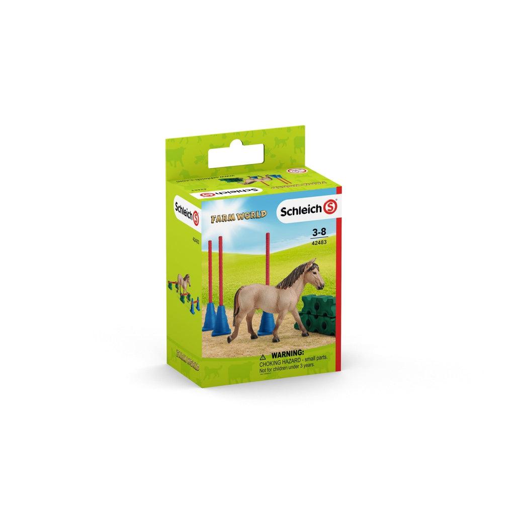 Image of the packaging for the Pony Slalom. On the front of the box is a picture of all the included pieces in the set.