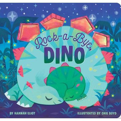 The cover of the book has the title printed on the back of a dinosaur that is curled around another smaller young dinosaur.