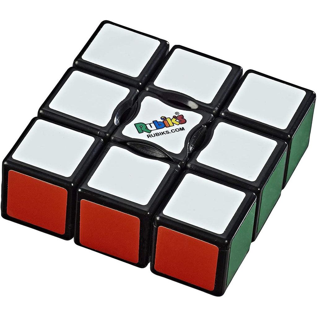 Image of the puzzle outside of the box. It is just like a normal Rubik's cube except instead of being a 3x3x3, it is a 3x1x3. 
