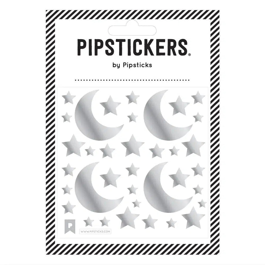 Silver Holographic Moon & Stars Stickers - PipStickers – The Red Balloon  Toy Store