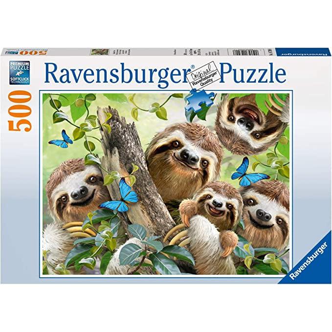 Puzzle box | Image is illustration of 5 sloths looking at viewer | 500pcs